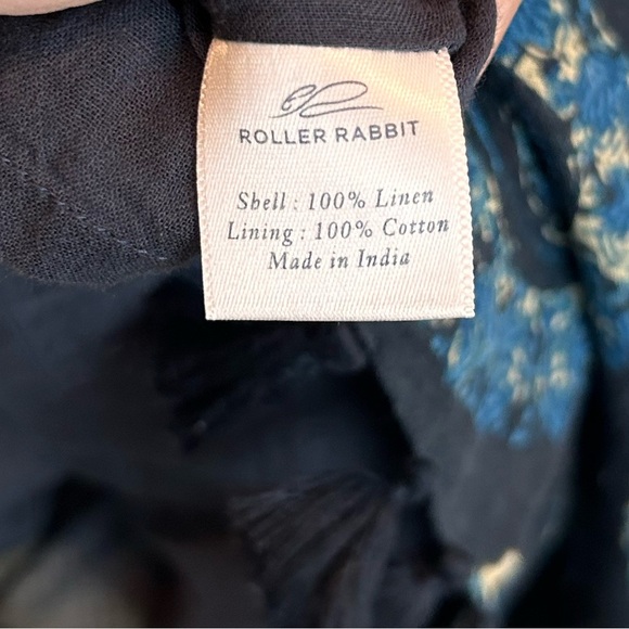 Roller rabbit blue medallion printed gypsy boho tassel linen lagen relaxed dress - Picture 7 of 9